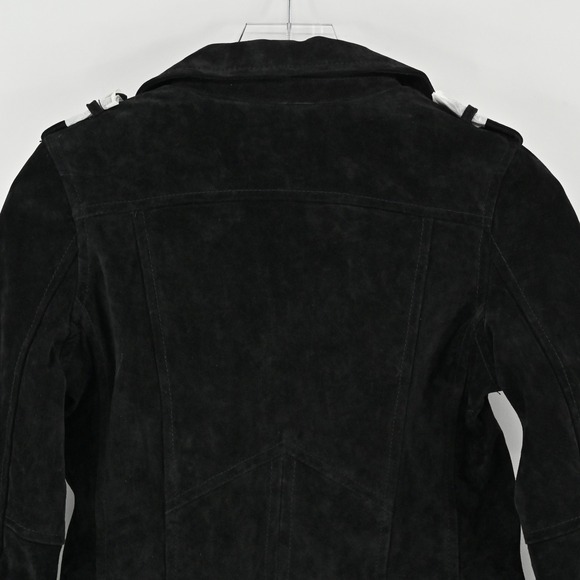 BlankNYC Free People Suede Moto Jacket Womens Sz XS Black Cropped Biker Leather - Picture 12 of 13